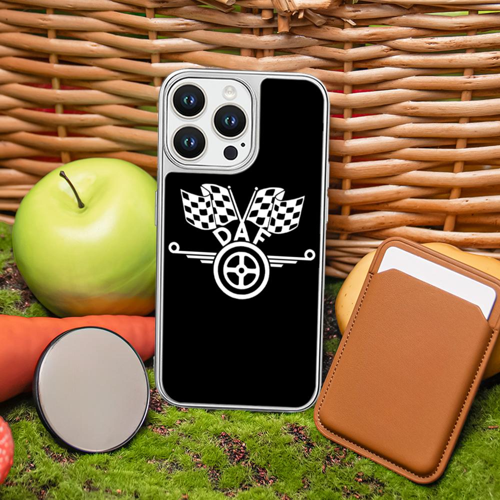 Daf logo cool car fashion design Phone Case for iPhone 16 15 14 13 12 11 Pro Max Sheepskin Silver-edged protective case