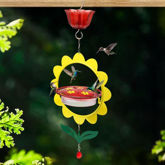 Кормушка для колибри, подвесная, наружная, цветочный дизайн, кормушка для диких птиц, нектар, ров для муравьев, для декора патио на заднем дворе