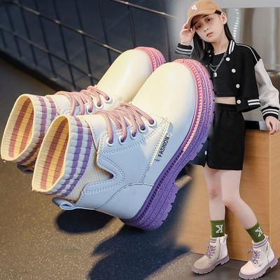 Теплые хлопковые сапоги детские кожаные сапоги