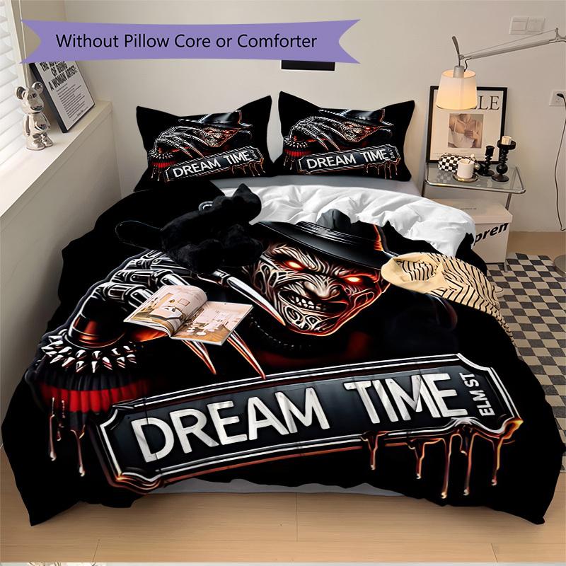 3pcs A Nightmare on Elm Street Bedding Set, Soft Polyester Duvet Cover and Pillowcases Machine Washable Seasons all suitable 68