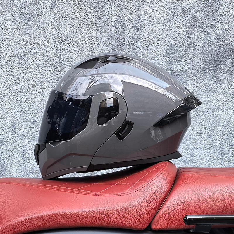 Small Shell Helmet Peel-off Helmet Motorcycle Helmet Locomotive Double Lens Men's and Women's Four-season Motorcycle Cruise Helmet Large