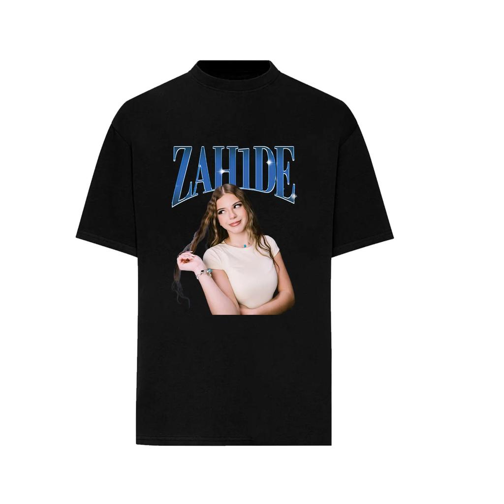 Trendy German Singer Zahide Print T-shirt Short Sleeves Cotton Oversized Merch Tee Tik Tok Ins Star Men Women Unisex Black Tees