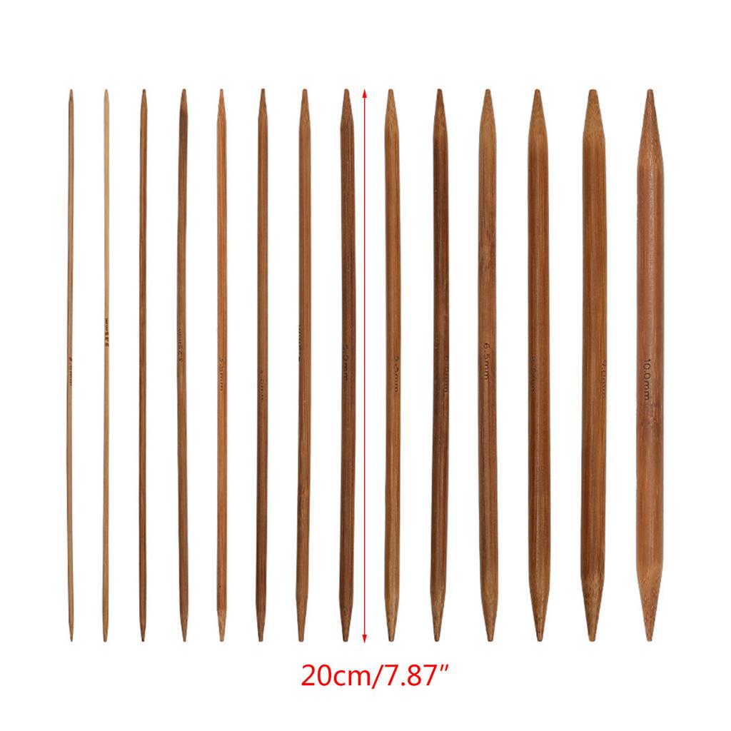 5 шт. 20 см бамбуковые спицы крючки для вязания крючком двухсторонние карбонизированные бамбуковые спицы свитер плетение рукоделие 13 размеров инструмент