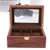 Wooden 3 Grid Watch Display Box Transparent Window Anti‑Slip Watch Storage Box