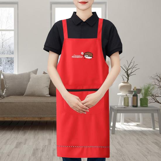 Waterproof PVC Cooking Apron Japanese Korean Style Oil-proof Non-stick Cooking Chef Apron with Large Front Pockets