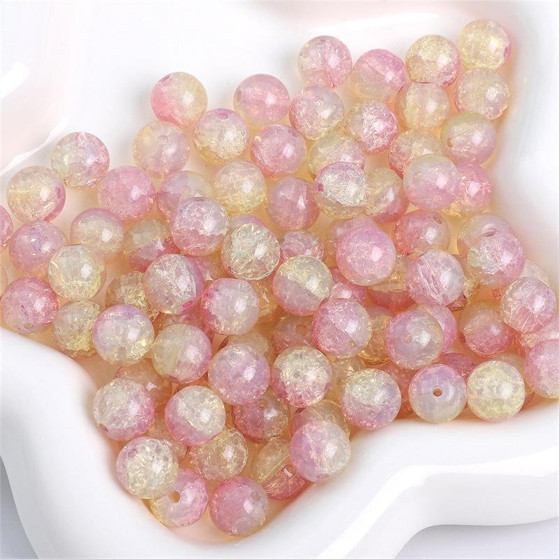 Комплект браслетов из бисера Summer Jelly Gold Glitter: Двойные стеклянные круглые бусины и полусахарные пузырчатые бусины