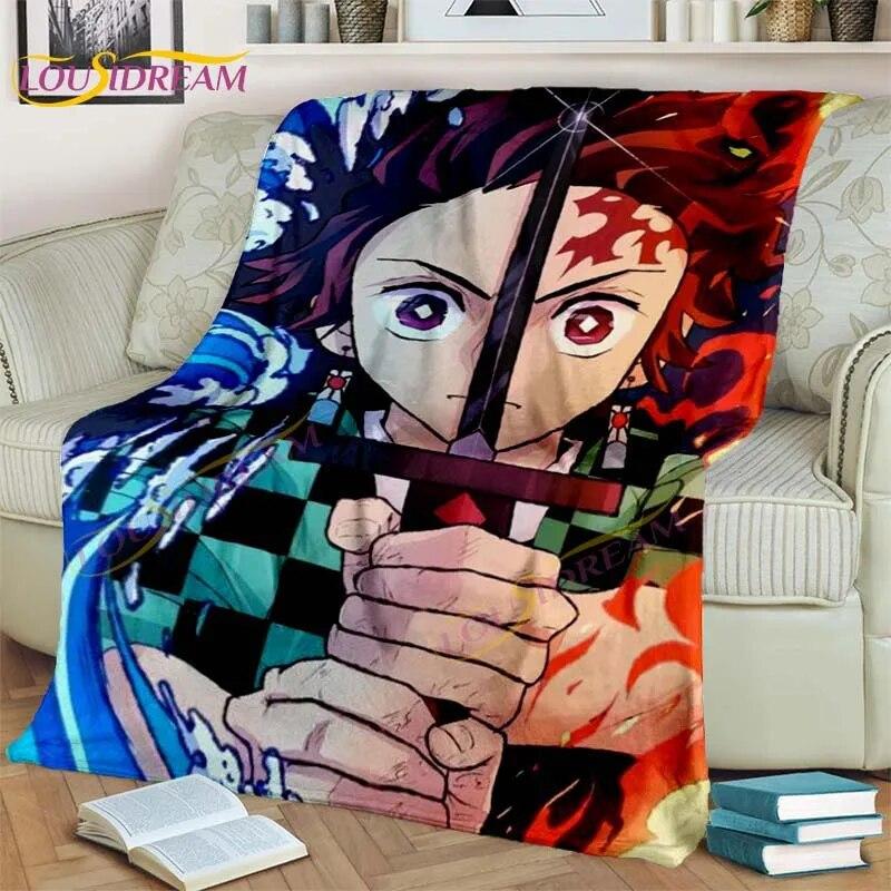 Одеяло японского аниме «Убийца демонов», мультяшное одеяло Tomioka Giyuu, одеяло, чехол на стул, одеяло, кровать, диван, покрывало, вентилятор, подарок