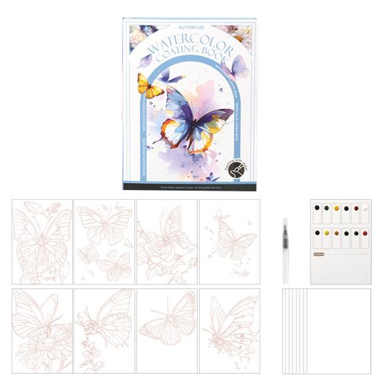 Портативный альбом для гуаши, трехстворчатый дизайн, набор акварельных листов с 12 ячейками для красок, эргономичная кисть, арт-набор для снятия стресса
