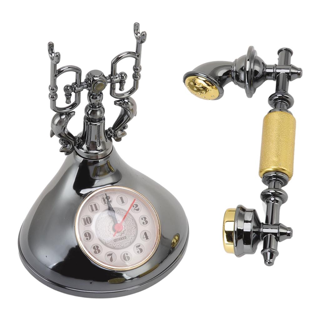 Vintage Telephone Alarm Clock Unique Elegant Accurate Time Bedside Clock Decoration for Home Cafe