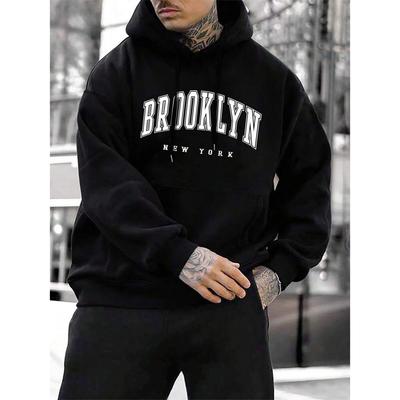 Мужская толстовка с капюшоном Brooklyn New York Printing с круглым вырезом, свободная, удобная, модная, флисовая, базовая одежда с капюшоном