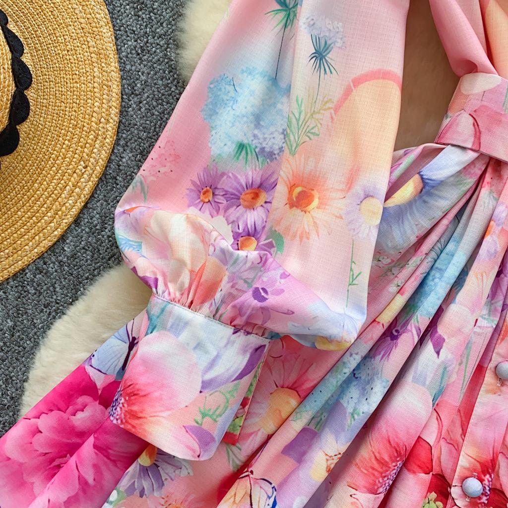 Spring Summer Women Elegant Lantern Sleeve Ruffles Mini Short Princess Holiday Party Dresses With Belt