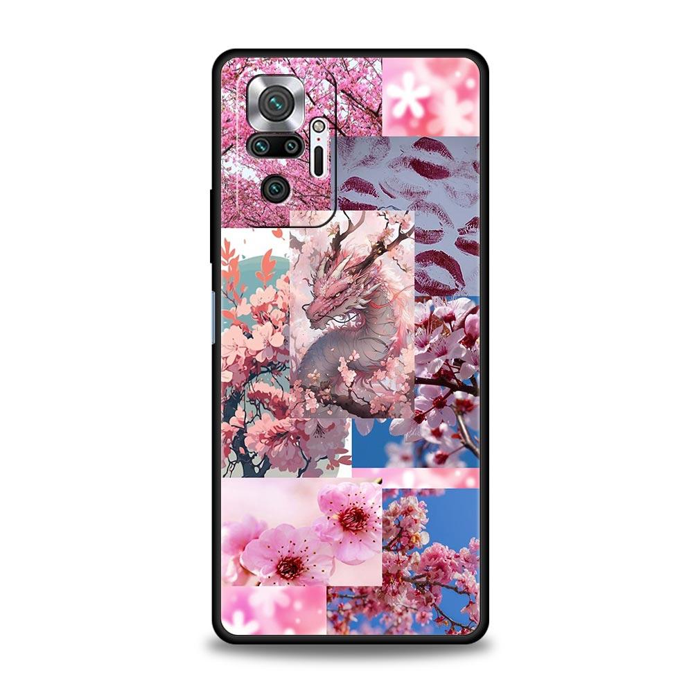 Корейский чехол с цветами для Redmi 14C 10C Note 15 14 13 12 10 11 K40 Pro Plus 5G, противоударный, мягкий ТПУ, чехол-бампер