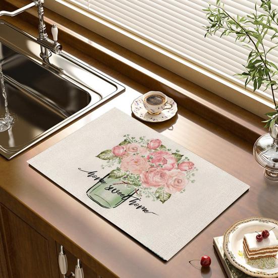 Настольный коврик для кофейной чашки, коврик для кофейной чашки, супер мягкий износостойкий коврик для чаши с изысканным узором, коврик для столовой посуды, декор для столовых приборов