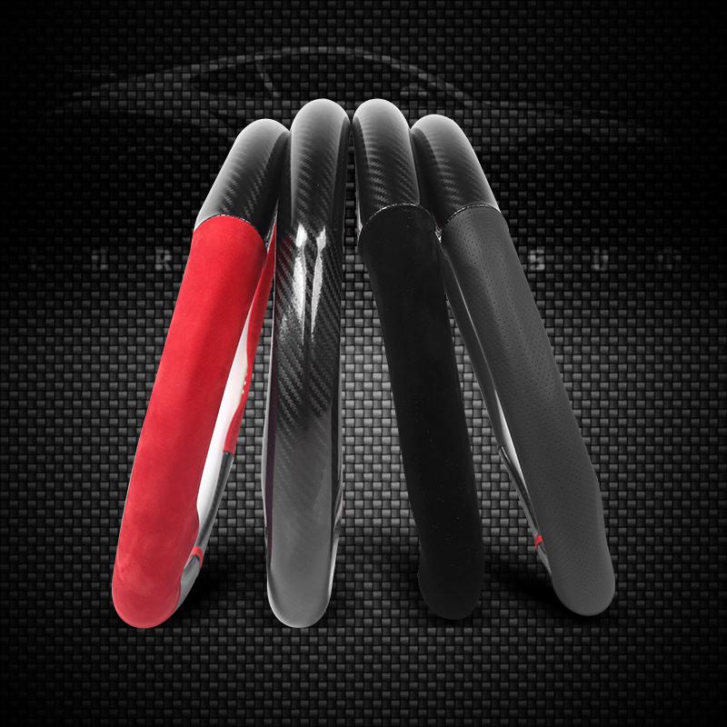 For Honda Civic 2016 2017 2018 10th Carbon Fiber+Suede Cow Leather Car Steering Wheel Cover Auto Accessories