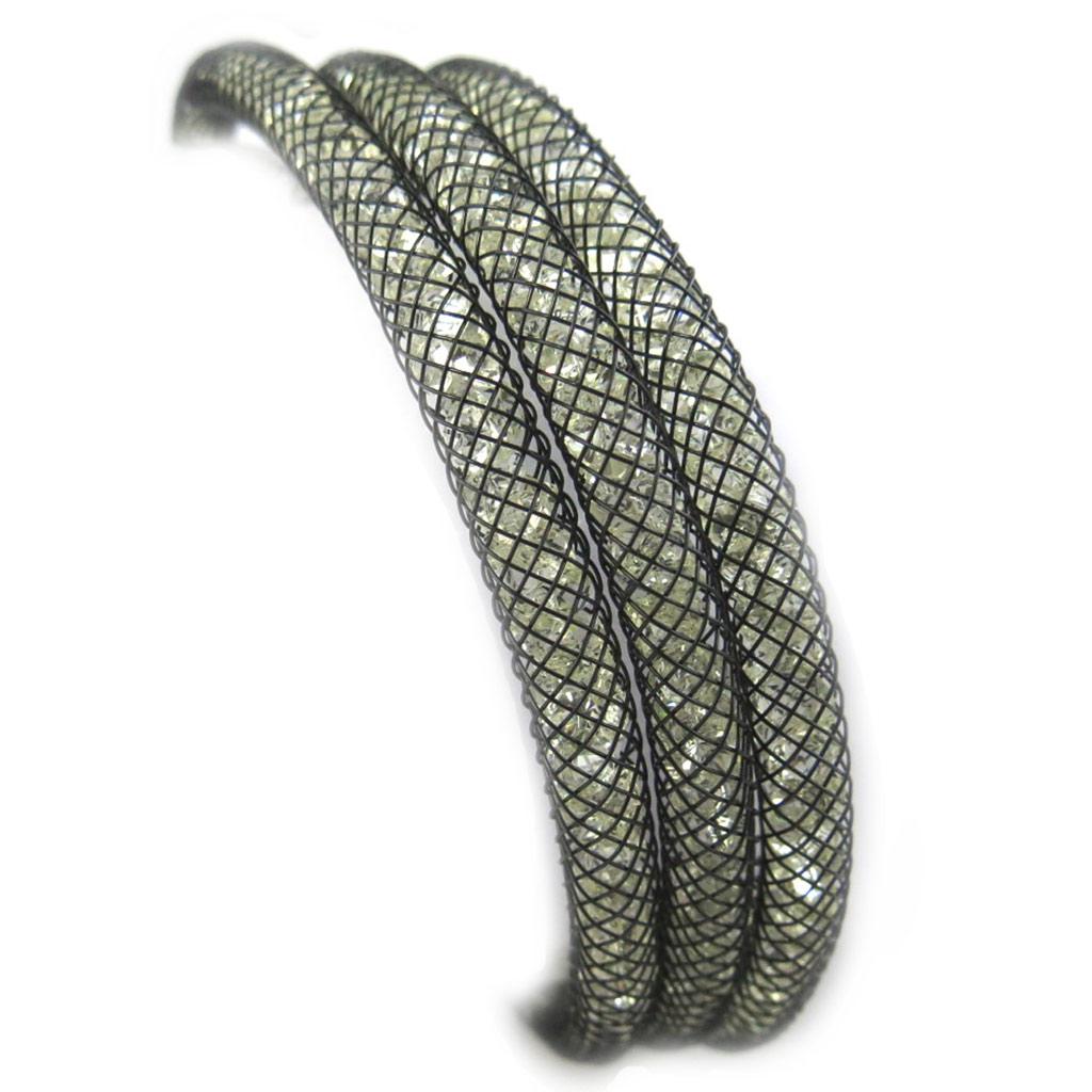 Les Trésors De Lily [M4112] - Black and White 'Joyaux' Designer Bracelet (3 Rows - 5 Mm)