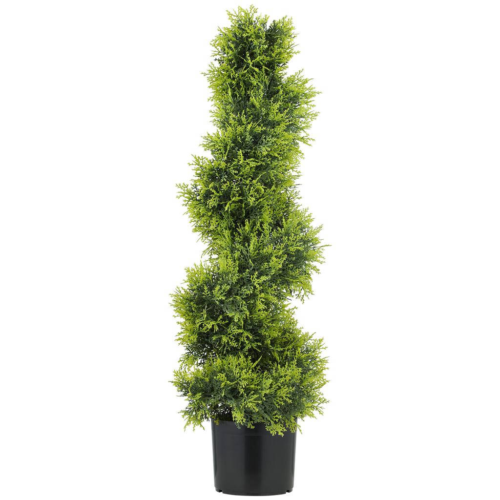 Artificial Cypress, 90 cm, Spiral Shape, Plastic, in Pot
