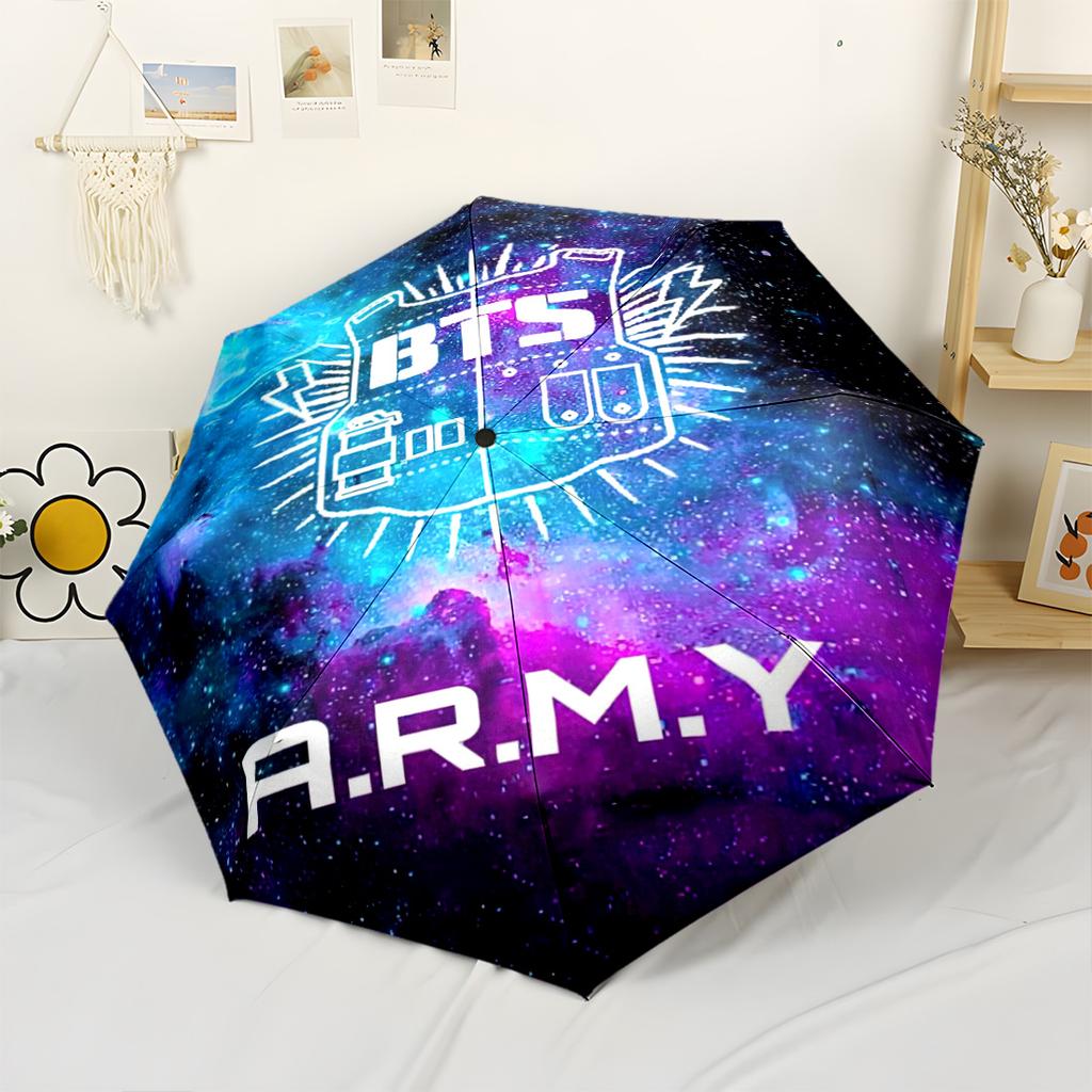 Love Bts Compact Travel Automatic Umbrella Compact & Durable 8-Rib Design Sturdy Construction All-Season Umbrella for Travel Stylish Accessory