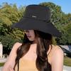 Wide-brimmed black-coated sun protection hat for women, lightweight and breathable, UV-resistant, suitable for spring and summer, outdoor cycling sun