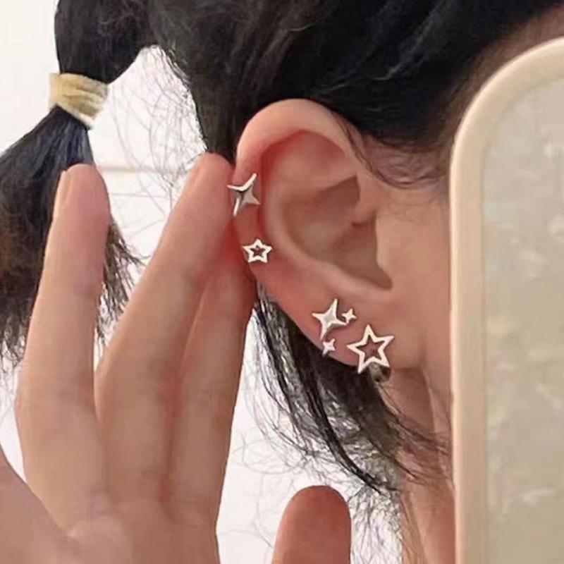 1 пара милых крутых аксессуаров, милые темпераментные полые серьги-гвоздики в форме пентаграммы