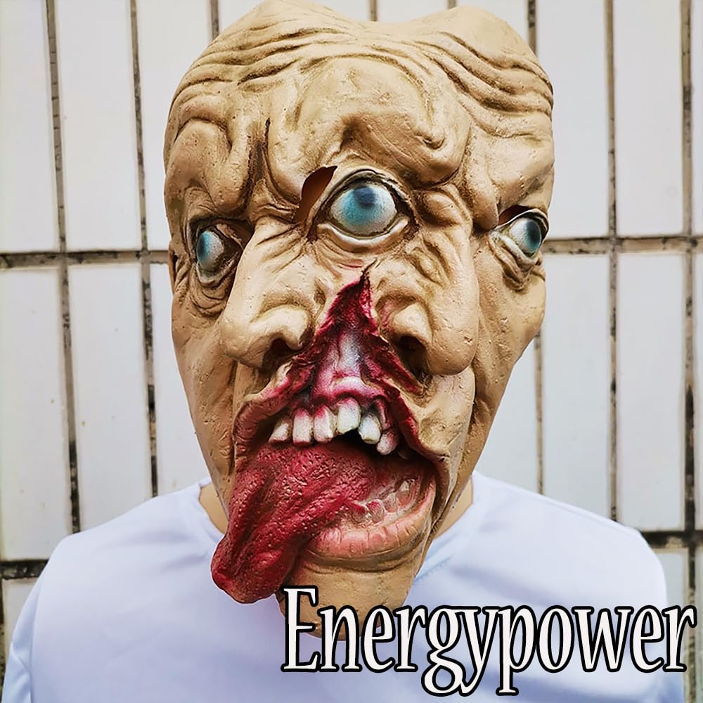 [EnergyPower] Маска зомби для костюма на Хэллоуин - Двуликая - Страшная! Маска Убийцы Ужасов Профессионального Качества - Полное Лицо - Супер Реалистичный Дизайн - Jo
