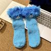 Crazy Big Mouth Monster Plush Socks Thickened Coral Fleece Cartoon Sleep Socks Winter Warm Soft Home Socks for Women Girls
