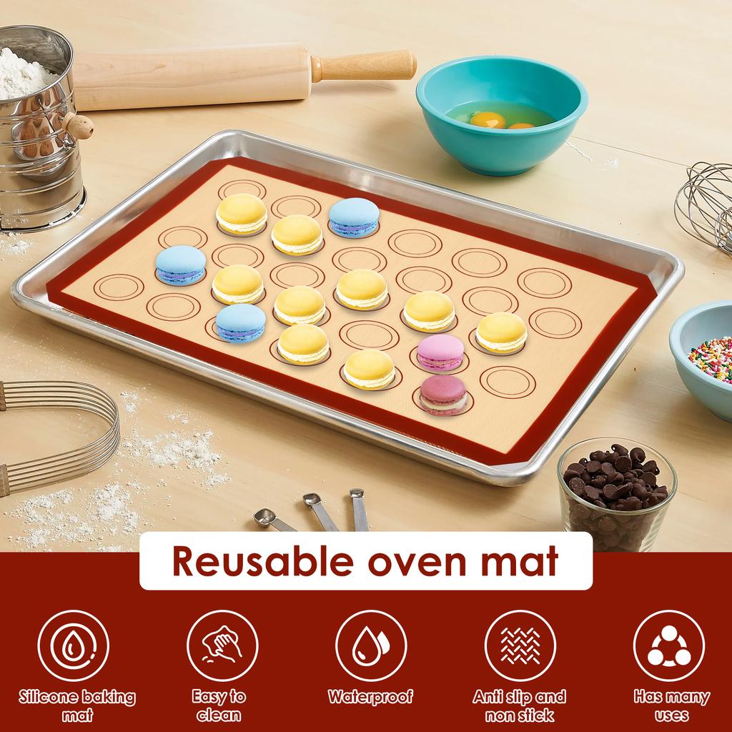 4Pcs Macaron Silicone Baking Non Stick Mat Cookie Pad Rolling Dough Mat Baking Gadget for Oven Sheet Cake Bakeware Kitchen Tools