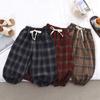 Children's Pants Autumn Winter New Casual Vintage Grid Boys and Girls Baby Korean High Elastic Sports Pant Kids Lantern Pants