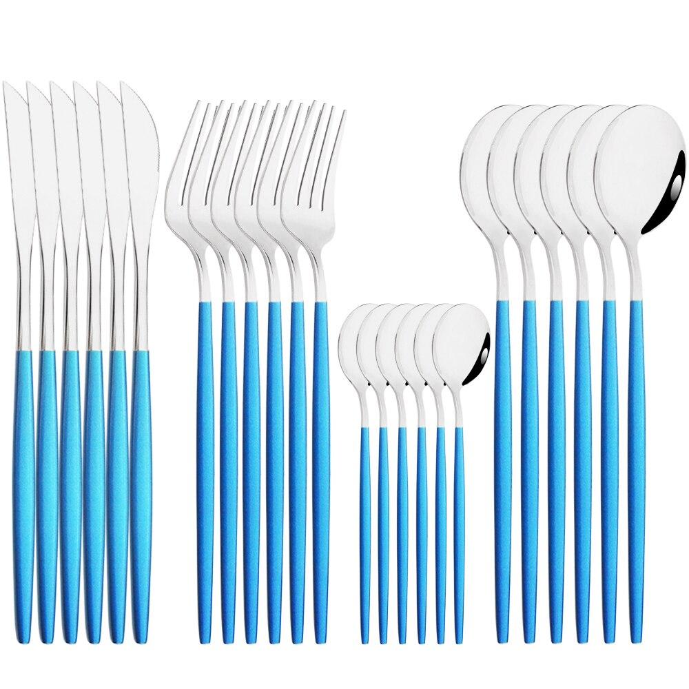 Mirror 24pcs Dinnerware Set Western Stainless Steel Cutlery Set Black Fork Spoon Silverware Set Knife Flatware Set Tableware Set