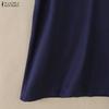 ZANZEA Women Casual V-Neck Solid Color Summer Short Sleeve Dress