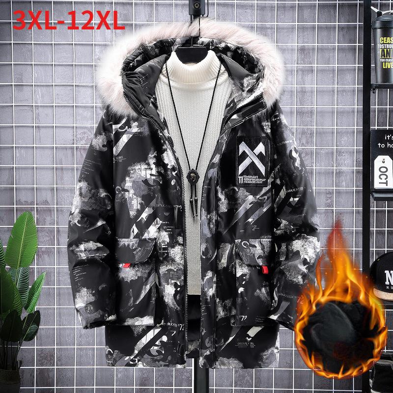 Мужская зимняя повседневная парка с капюшоном 12XL Plus Size Куртки Мужская модная утолщенная куртка Пальто Мужская верхняя одежда