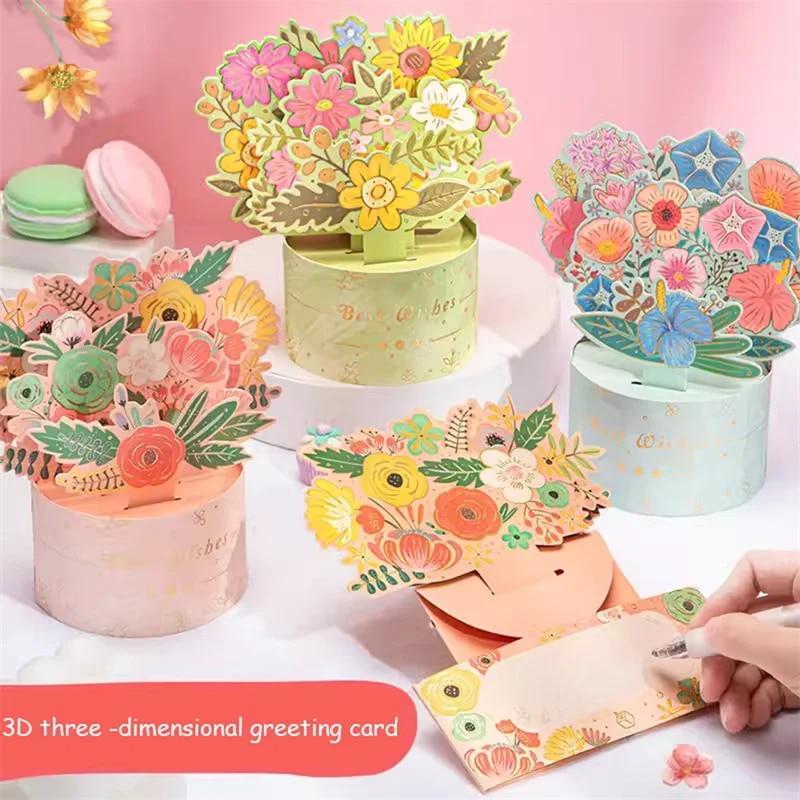 Креативная 3d всплывающая открытка-букет G Craft Поздравительные открытки Подарок на День матери День святого Валентина День рождения Годовщина Бумажный холдинг