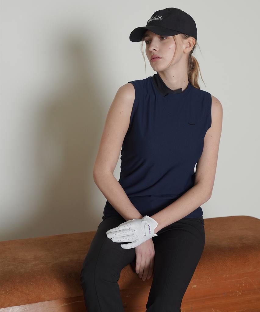 5HOURS Airy Mesh Mock Top _ Navy