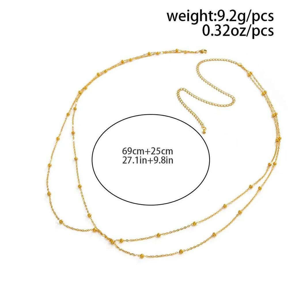 IngeSight.Z Fashion Sexy Stainless Steel Double Layer Cross Belly Chains Summer Waterproof Gold Color Waist Chain Body Jewelry
