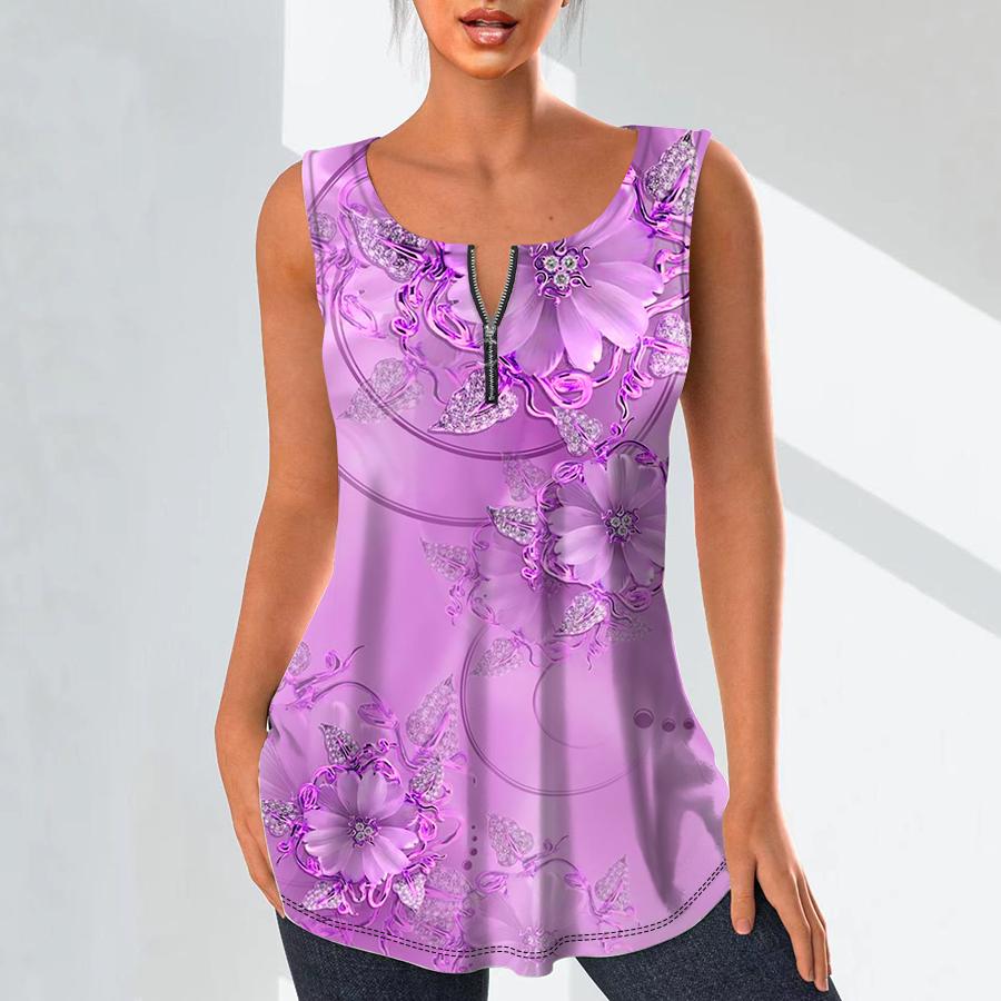 Женские модные рубашки с v-образным вырезом, повседневные топы, футболка, женский жилет с 3D красивым цветочным принтом, блузка без рукавов больших размеров, топы на бретелях