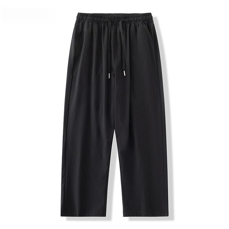 Летние брюки Ice Silk, мужские тонкие прямые брюки на шнурке, свободные дышащие быстросохнущие повседневные брюки