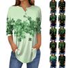 Женские топы с рукавами 3/4, летние футболки с принтом и V-образным вырезом, повседневные базовые футболки, рубашки на пуговицах, туники, топы St. День Патрика