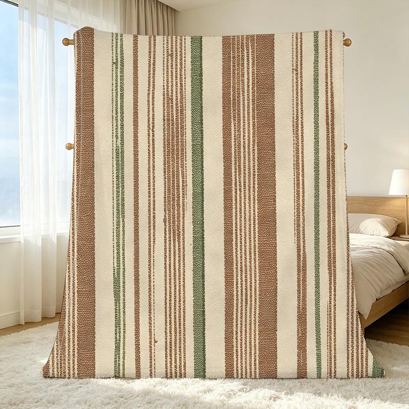 4 Seasons Striped Fleece Blanket | Thick Soft Warm, Perfect for Home Relax, Guest Room Single Use, Christmas & Halloween