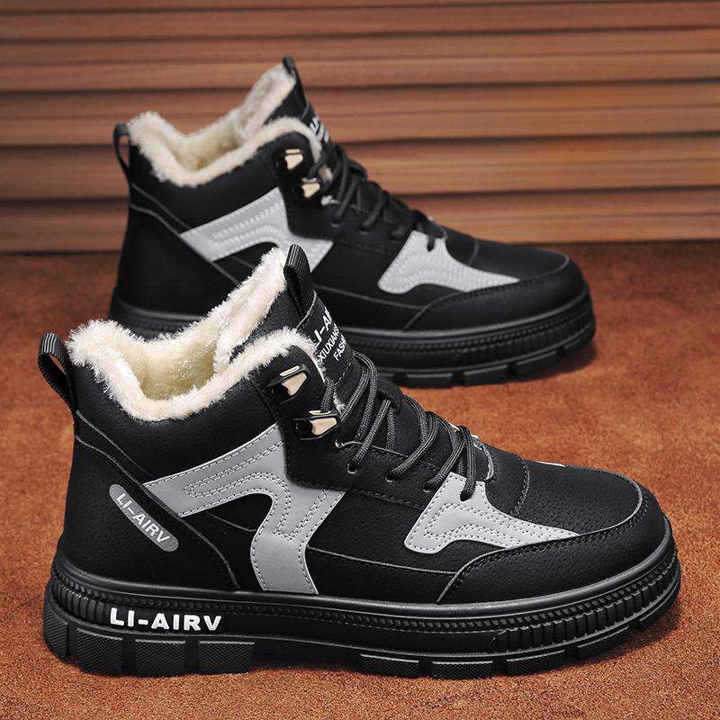 Fashion Men's Snow Boots Winter Cold Protection Plus Velvet High Top Men Ankle Boots for Men Outdoor Non-slip Cotton Shoes Men Sneakers