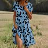 Short Sleeve Boho Dress For Women Casual Loose Fit Summer Sundress Floral Print Dress With Pockets