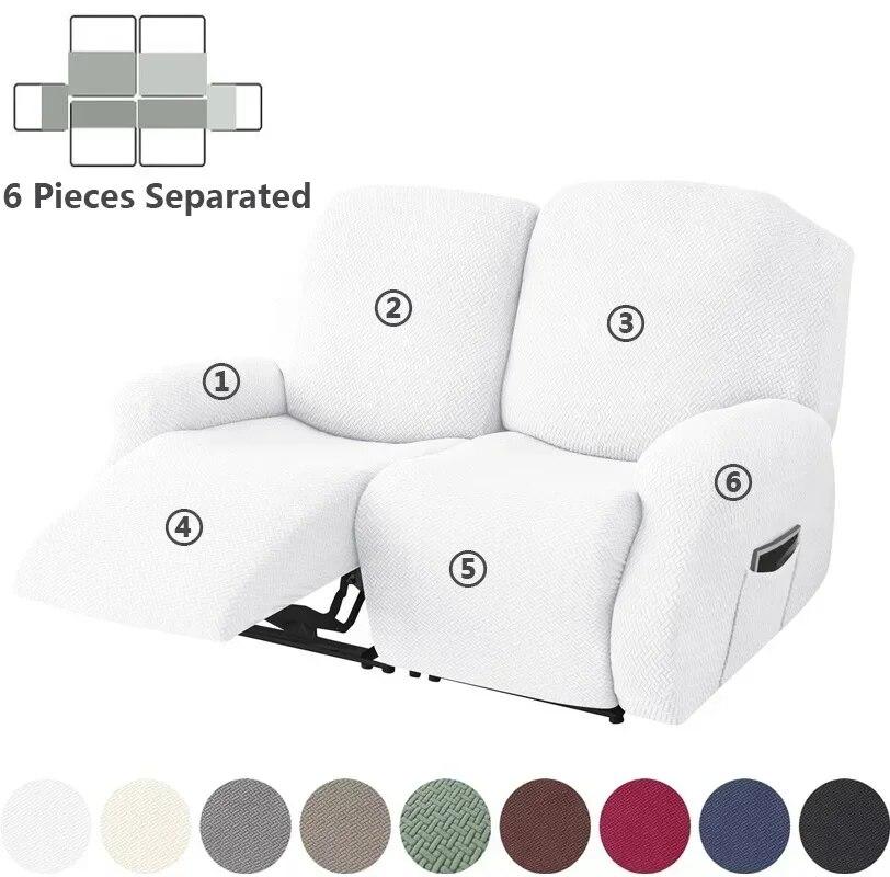 1/2/3 Seater Jacquard Recliner Sofa Cover Stretch Solid Color Armchair Covers Living Room Lazy Boy Couch Slipcovers Funda Sofa