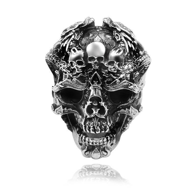 Vintage Gothic Calvarium Skull Punk Ring Men Halloween Jewelry Gift