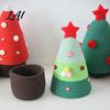 Rustic Home Storage Christmas Tree Shape Box with Lid Decorative Fabric Soft Texture Basket Organizer Dustproof Cotton Thread Container for Keys And
