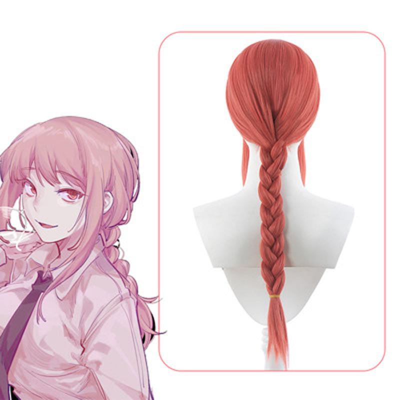 Аниме парик бензопила человек Макима косплей парики плетеные волосы длинный розовый красный парик косички термостойкие синтетические волосы Хэллоуин вечерние