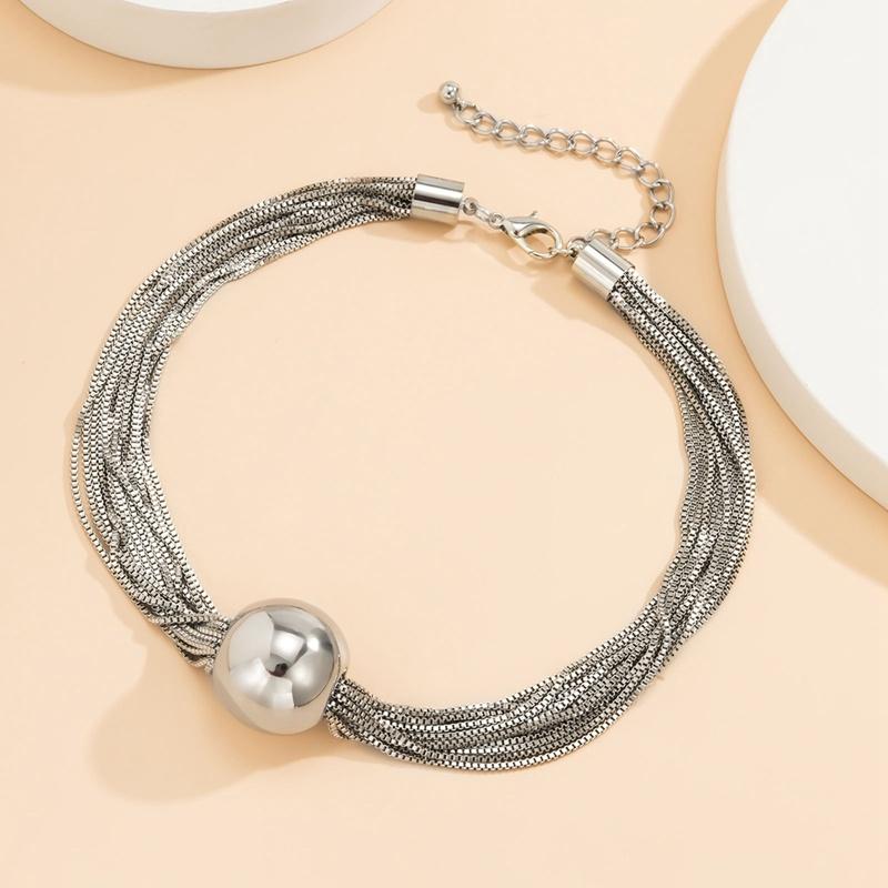 1 комплект, готическое ожерелье с толстой цепочкой, женское винтажное ожерелье с подвеской в ​​виде большого шара + браслет