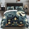 3-piece Halloween Themed Ghost and Castle Pattern 1 Duvet Cover+2 Pillowcases Soft and Comfortable Duvet Cover Set
