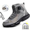 High-top Rotating Button New Safety Shoes Men Anti-smash Anti-puncture Work Shoes Fashion Men Sport Shoes Security Protective Boots Men