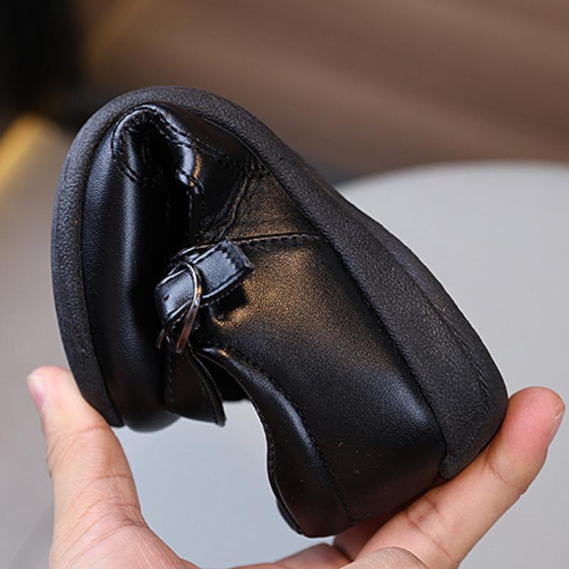 Новые туфли принцессы из кожи для девочек, черные, школьные, универсальные, детская униформа, балетки, модные детские вышитые туфли для выступлений