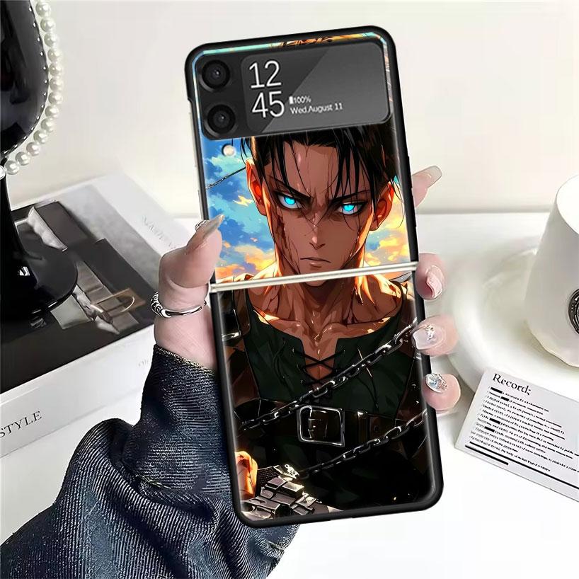 A-Атака на Титанов Леви Чехлы Для Samsung Galaxy Z Flip 4 5 6 7 3 Z Flip7 Flip6 Flip4 Flip5 Flip3 5G Жесткие Ударопрочные Fundas Cov