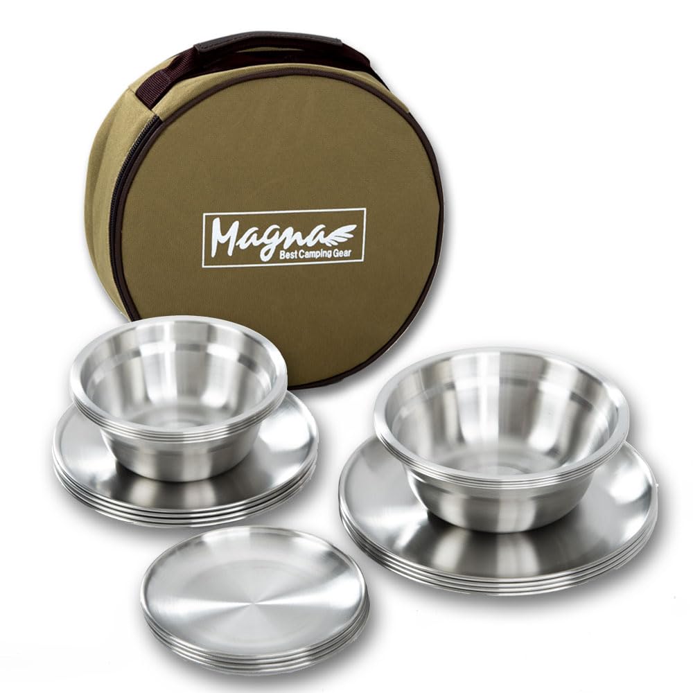 Magna Набор столовых приборов из нержавеющей стали SUS304 для кемпинга, барбекю, на открытом воздухе, семейный набор