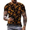 Summer Round Neck 3D Halloween Print Top Fashionable Casual Short Sleeved Men's T-shirts